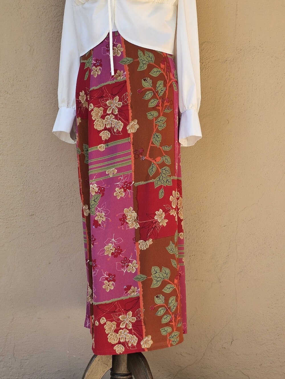 NWT J. H. Collectibles Pink/red & Orange/Brown Floral Floor Lng Maxi Skirt Sz 18
